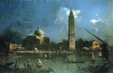 Venecia clásica Painting - Celebración nocturna fuera de la iglesia de san pietro di castello Canaletto Venecia